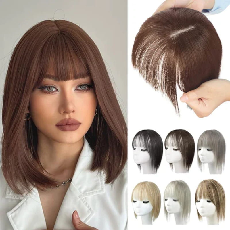 Women's Hairpiece with Bangs | Natural-Looking Seamless Hairline | 30 cm Length | Comfortable Wear
