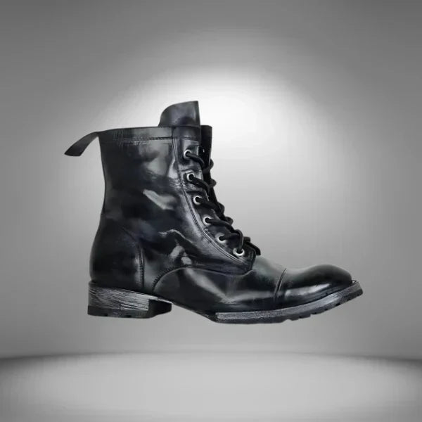 Women's Lace-Up Cap Toe Boots | Classic Vintage Style | Genuine Leather & Rubber Sole