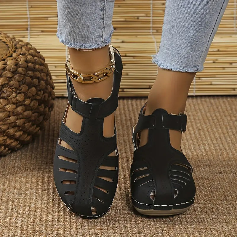 Women's Orthopedic Sandals | Wedge Heel Open-Toe | Leather Upper & Non-Slip Sole | Comfortable Fit