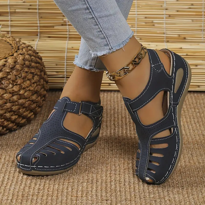 Women's Orthopedic Sandals | Wedge Heel Open-Toe | Leather Upper & Non-Slip Sole | Comfortable Fit