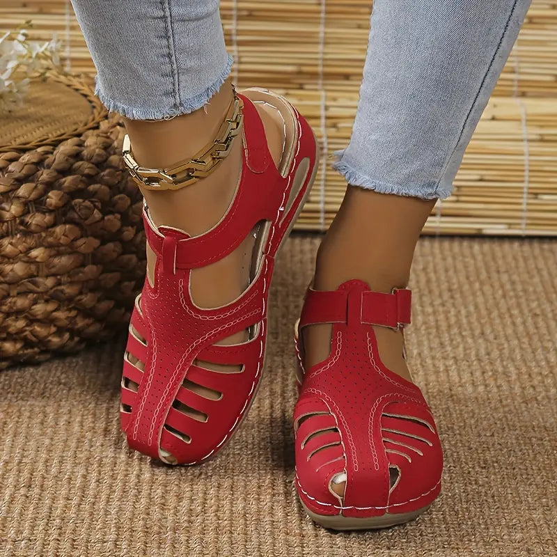 Women's Orthopedic Sandals | Wedge Heel Open-Toe | Leather Upper & Non-Slip Sole | Comfortable Fit