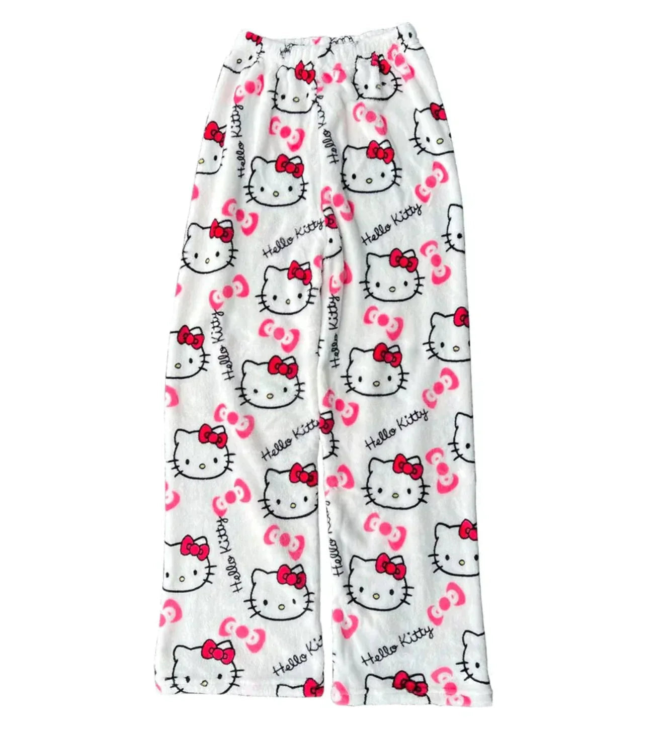 Women's Pajama Pants | Plush Fleece & Cartoon Cat Print | Elastic Waistband & Comfortable Fit