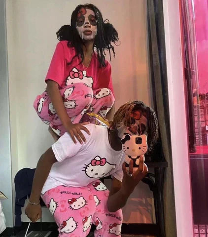 Women's Pajama Pants | Plush Fleece & Cartoon Cat Print | Elastic Waistband & Comfortable Fit