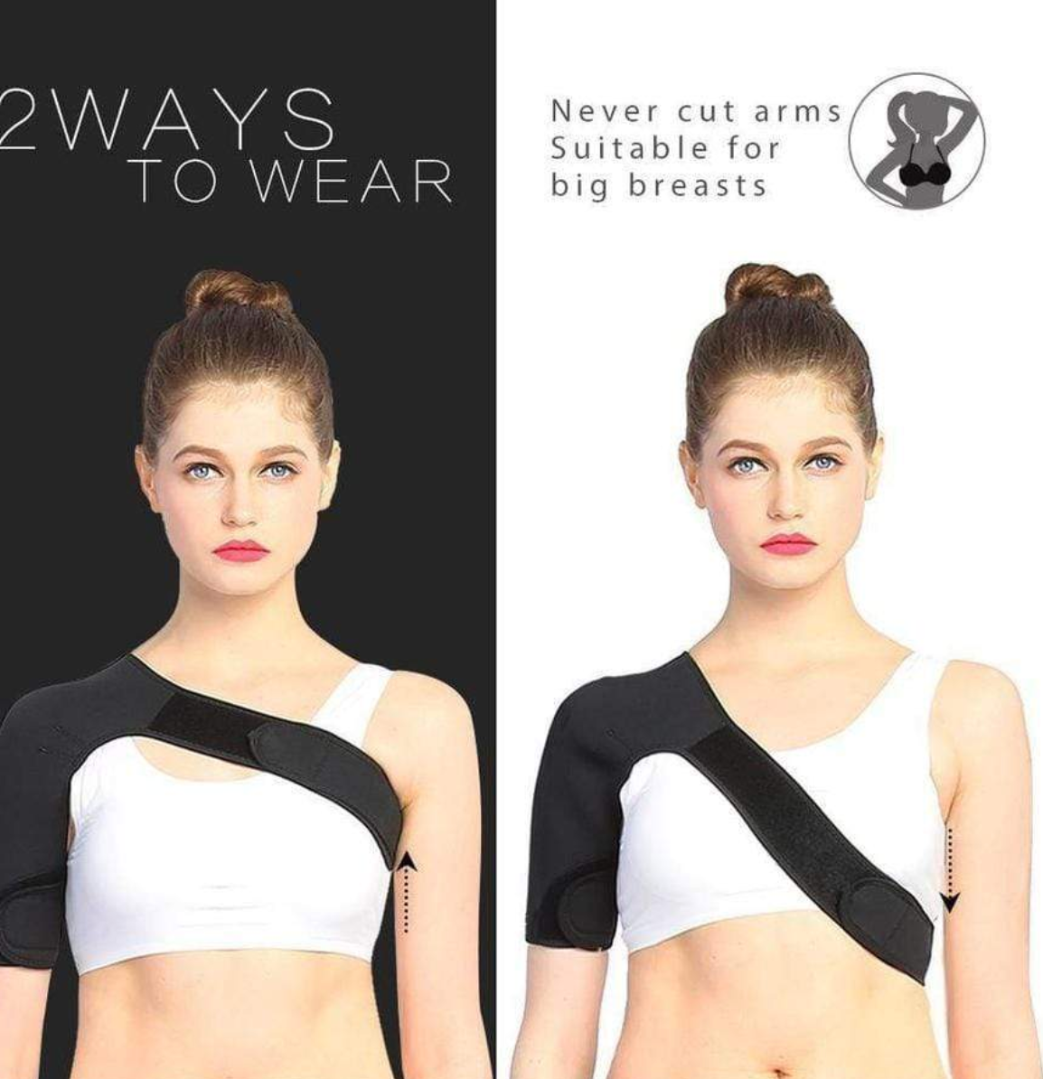 Women's Shoulder Support Brace | Adjustable Compression Sleeve | Neoprene with Multi-Way Straps