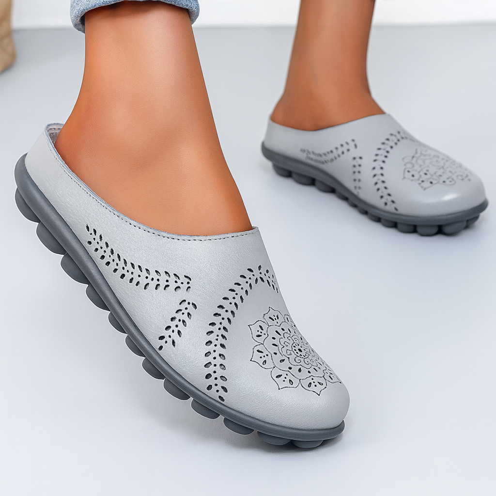 Women’s Slip-On Sandals | Cutout Design | Orthotic Insole & Genuine Leather Upper | All-Day Comfort