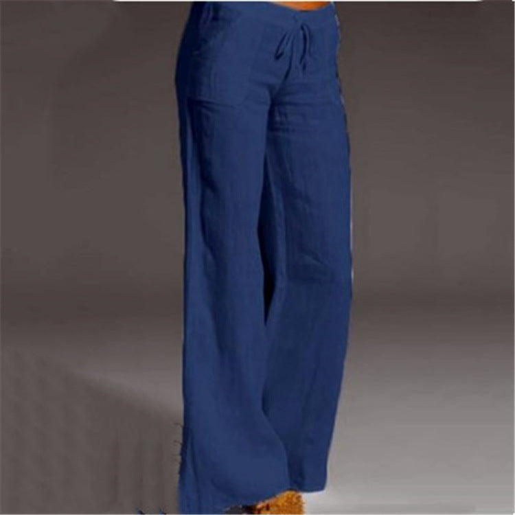 Women's Wide-Leg Trousers | Breezy Linen Blend | Elastic Waist & Loose Fit | Travel Ready
