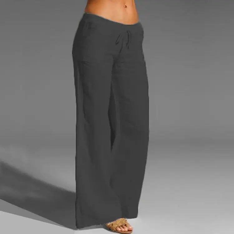Women's Wide-Leg Trousers | Breezy Linen Blend | Elastic Waist & Loose Fit | Travel Ready