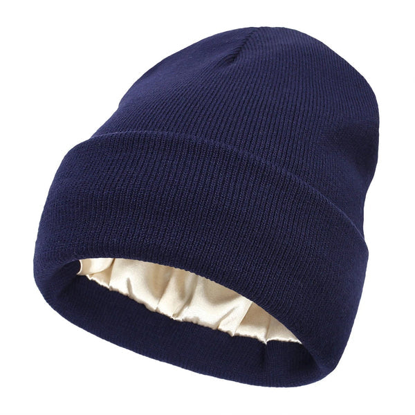 Women's Winter Beanie | Wool Exterior & Silk Lining | Anti-Frizz Hair Protection