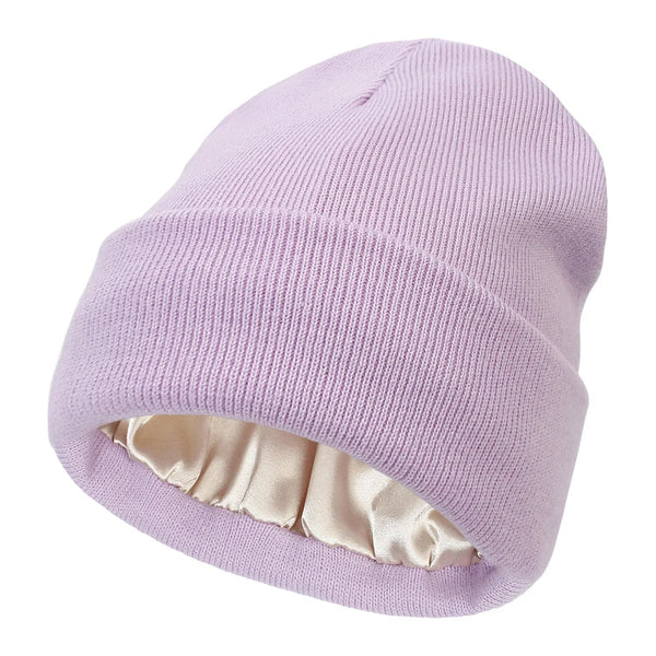 Women's Winter Beanie | Wool Exterior & Silk Lining | Anti-Frizz Hair Protection