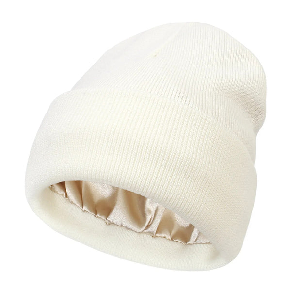 Women's Winter Beanie | Wool Exterior & Silk Lining | Anti-Frizz Hair Protection