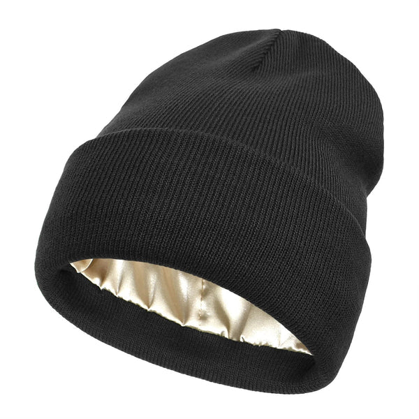 Women's Winter Beanie | Wool Exterior & Silk Lining | Anti-Frizz Hair Protection