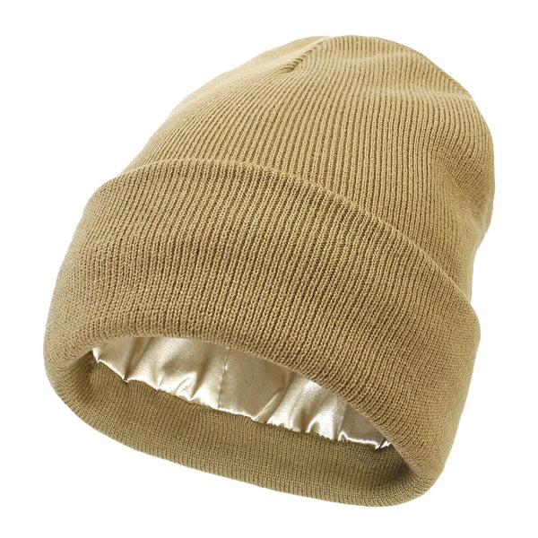 Women's Winter Beanie | Wool Exterior & Silk Lining | Anti-Frizz Hair Protection