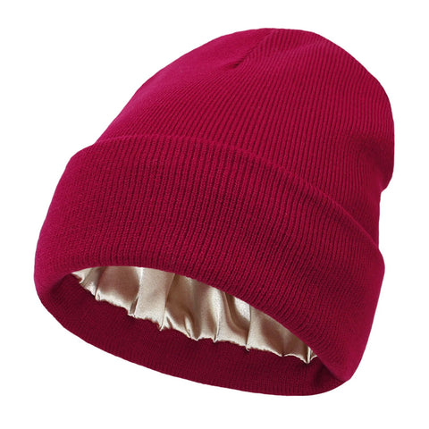 Women's Winter Beanie | Wool Exterior & Silk Lining | Anti-Frizz Hair Protection