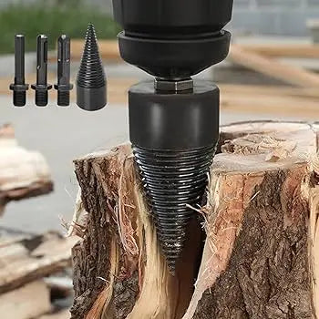 Wood Splitting Drill Set | 32mm Splitter Head | Interchangeable Shanks