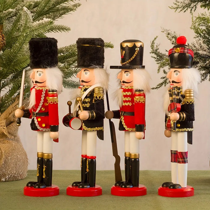 Wooden Nutcracker Soldier Figurine | Classic Holiday Design | Tabletop Christmas Decor
