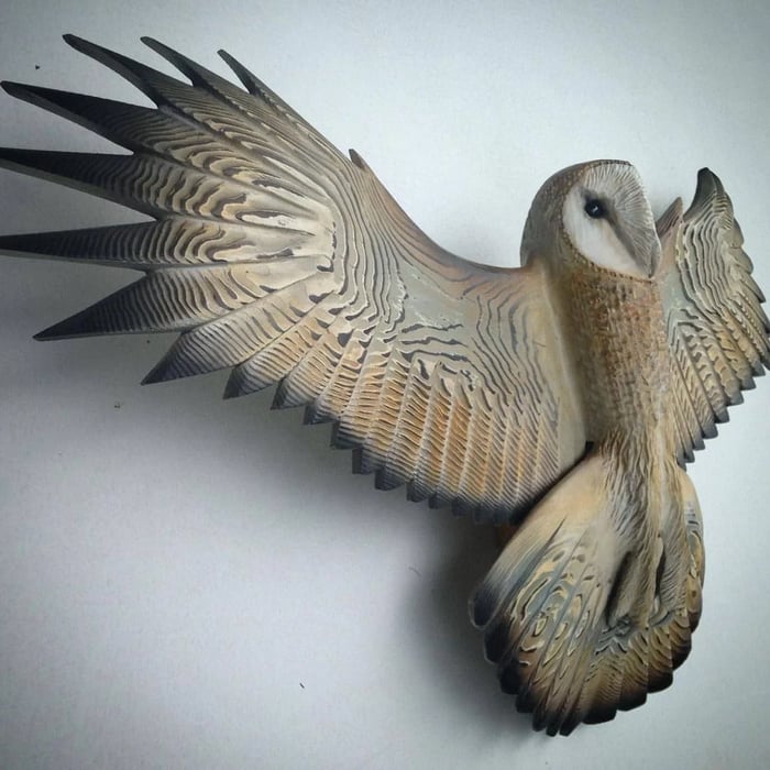 Wooden Owl Wall Decor | Handcrafted Rustic Sculpture | Pre-Installed Hanging Hooks