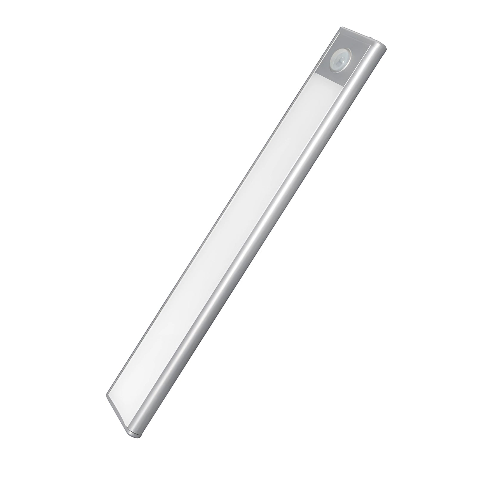 A 12CM magnetic warm white LED strip illuminating a modern kitchen setting, showcasing its sleek design and versatility in providing ambient lighting.