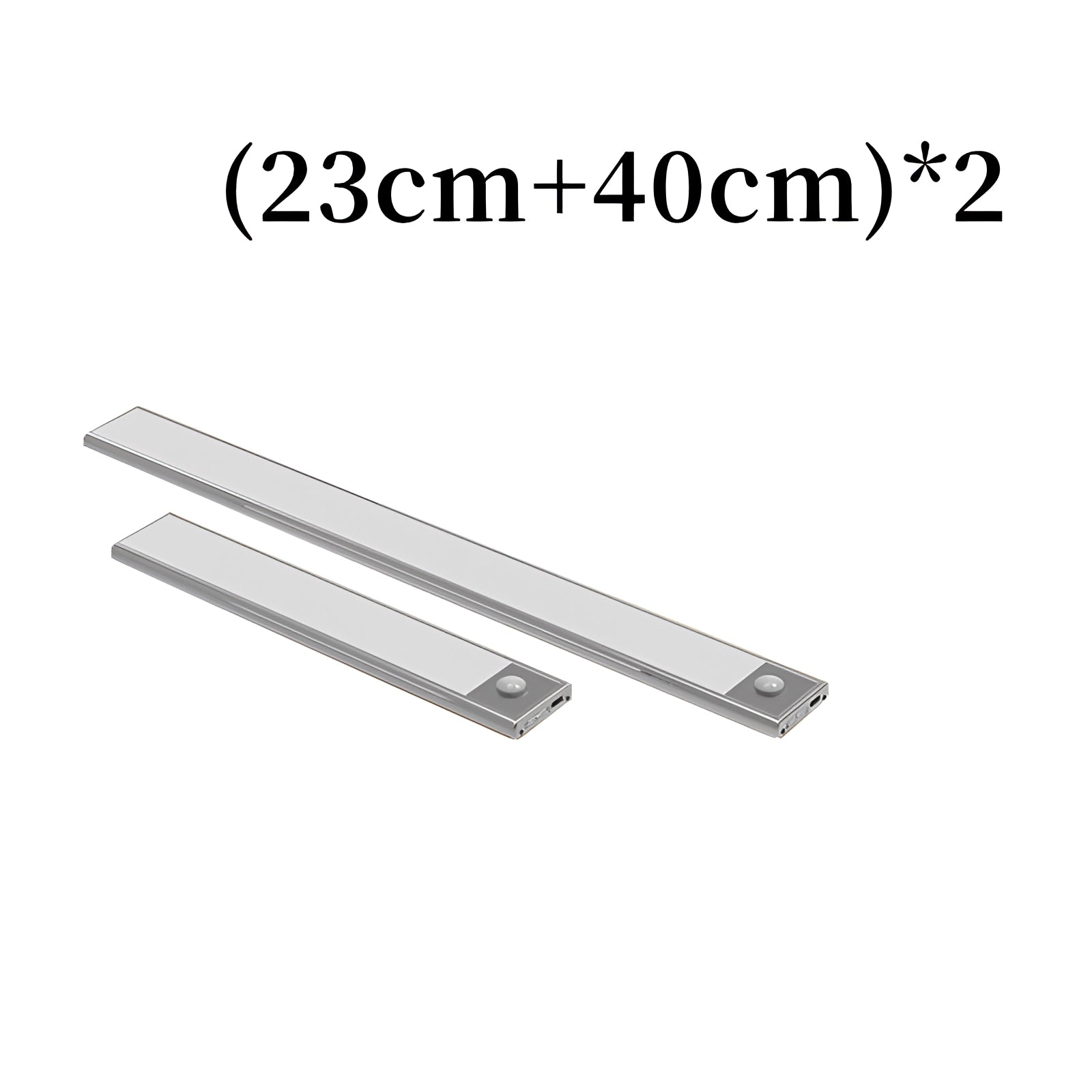 Warm white LED strip light with a modern design, featuring a 12cm length and magnetic attachment, ideal for kitchen lighting. The strip appears in a sleek rectangular shape and includes components made from aluminum, adding a contemporary touch to the kitchen decor.