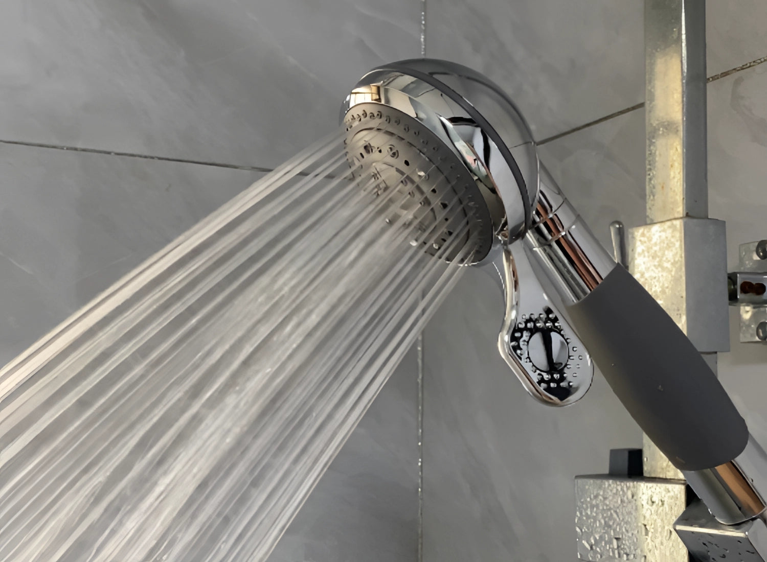Adjustable Chrome High-Pressure Handheld Shower Head - Water-Saving