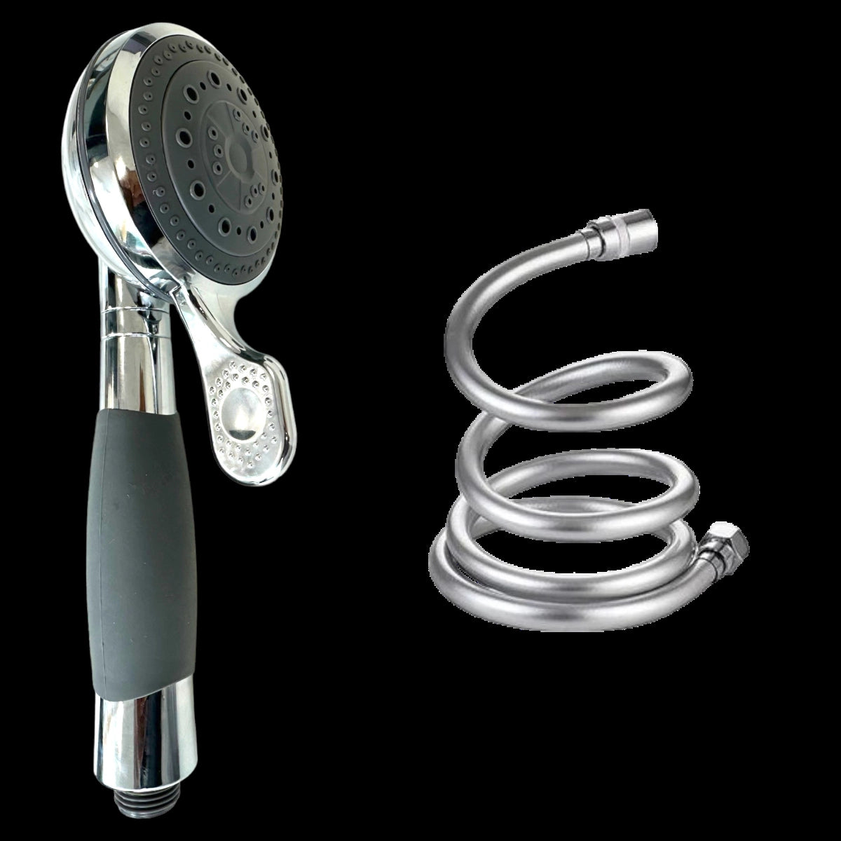 Adjustable Chrome High-Pressure Handheld Shower Head - Water-Saving