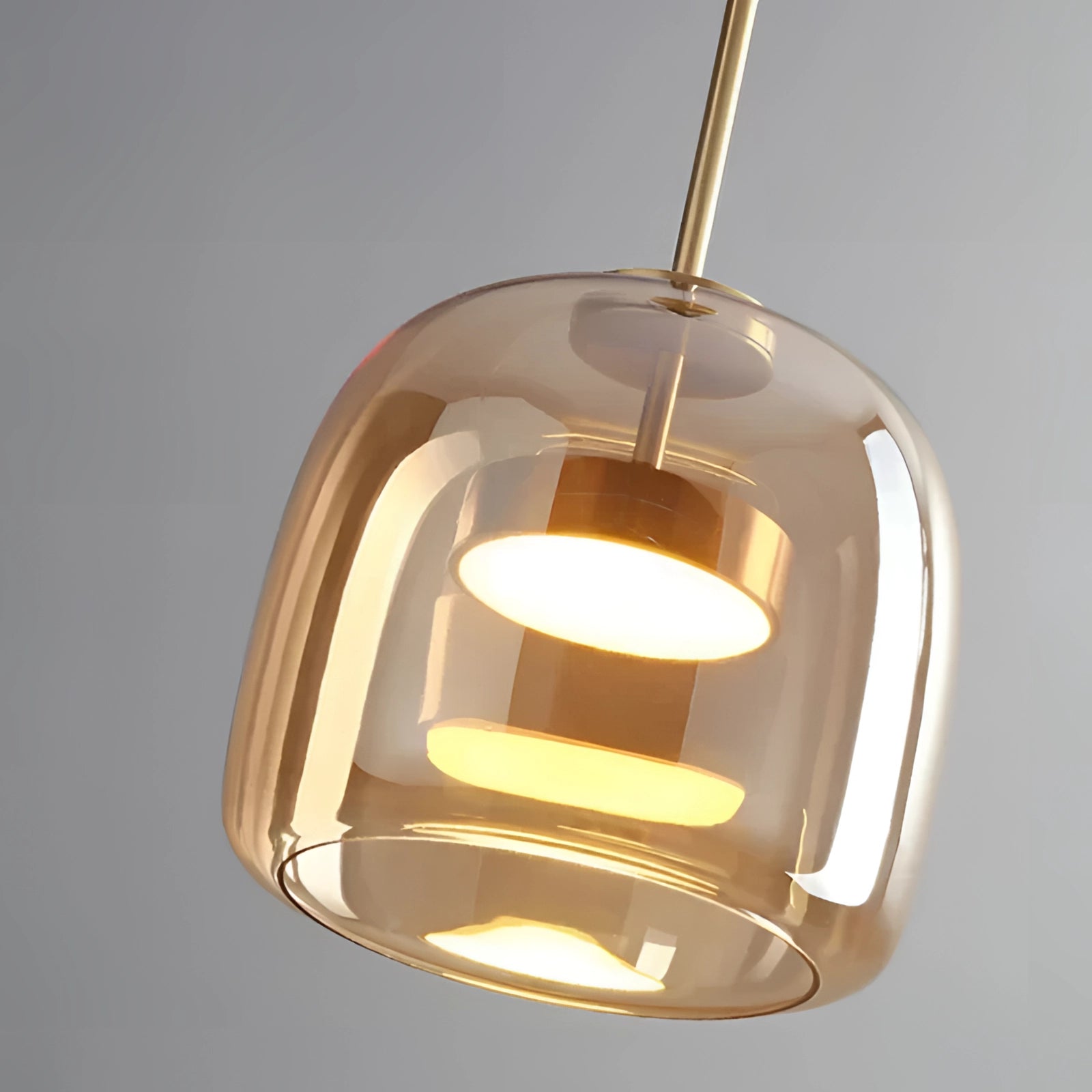 Amber Glass Pendant Light - Modern Kitchen Island Lamp