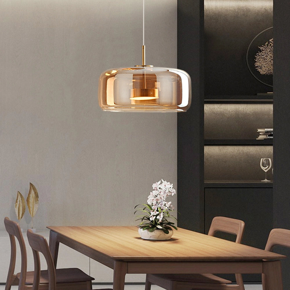 Amber Glass Pendant Light - Modern Minimalist Designer Lamp