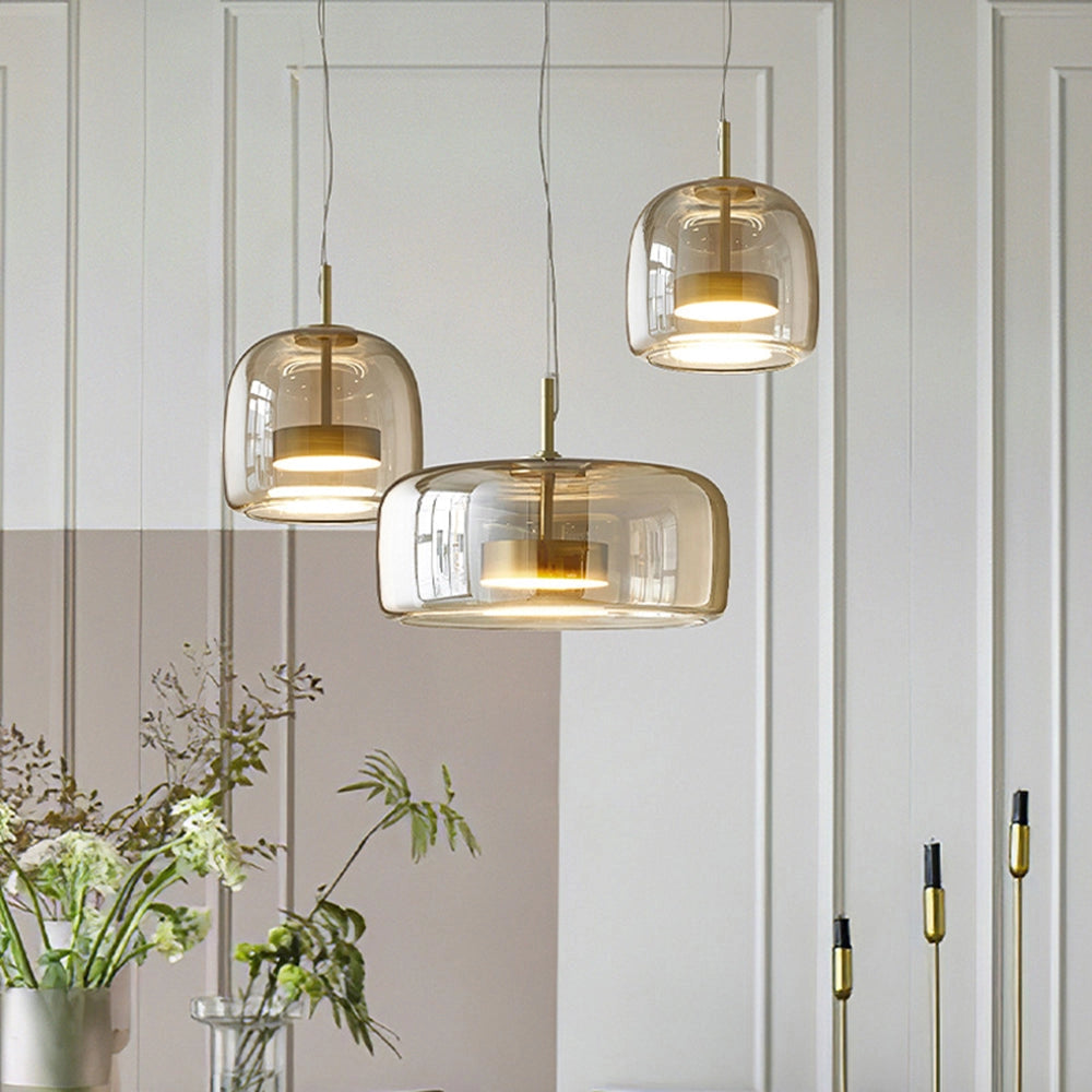 Amber Glass Pendant Light - Modern Minimalist Designer Lamp