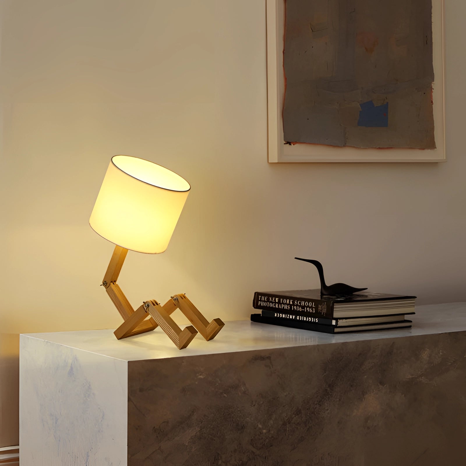 Articulated Modern Wooden Robot Lamp: Scandinavian Style Desk Light