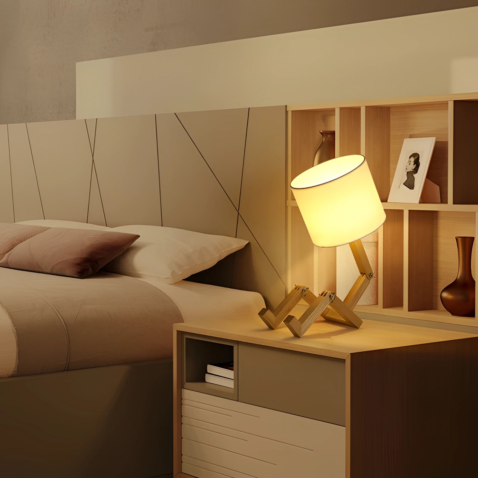 Articulated Modern Wooden Robot Lamp: Scandinavian Style Desk Light