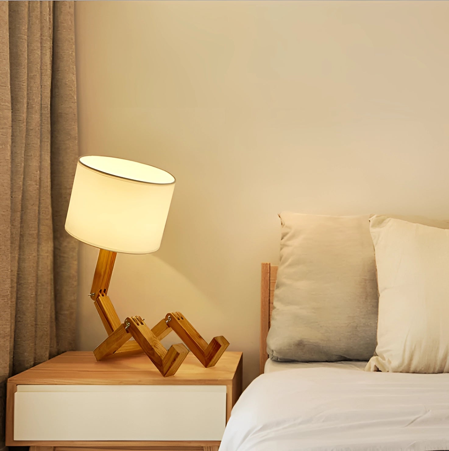 Articulated Modern Wooden Robot Lamp: Scandinavian Style Desk Light