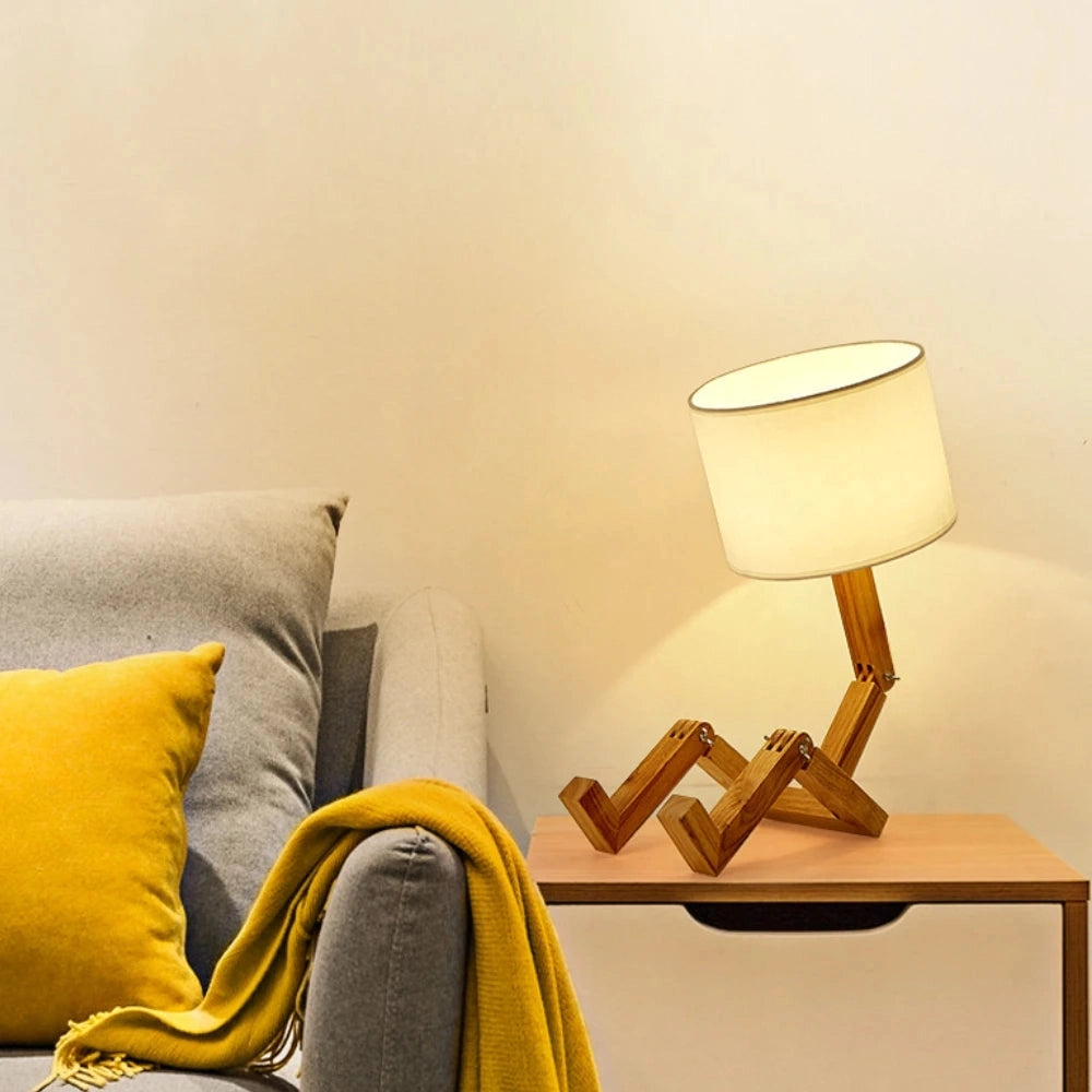 Articulated Modern Wooden Robot Lamp: Scandinavian Style Desk Light