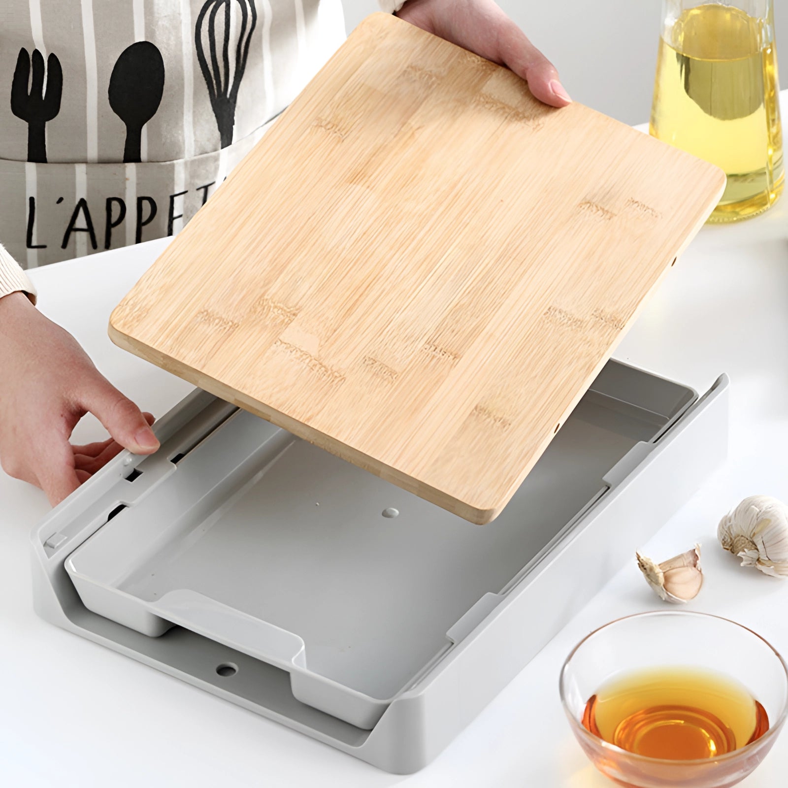 Bamboo Cutting Board with Storage Trays - Eco-Friendly Kitchen Solution