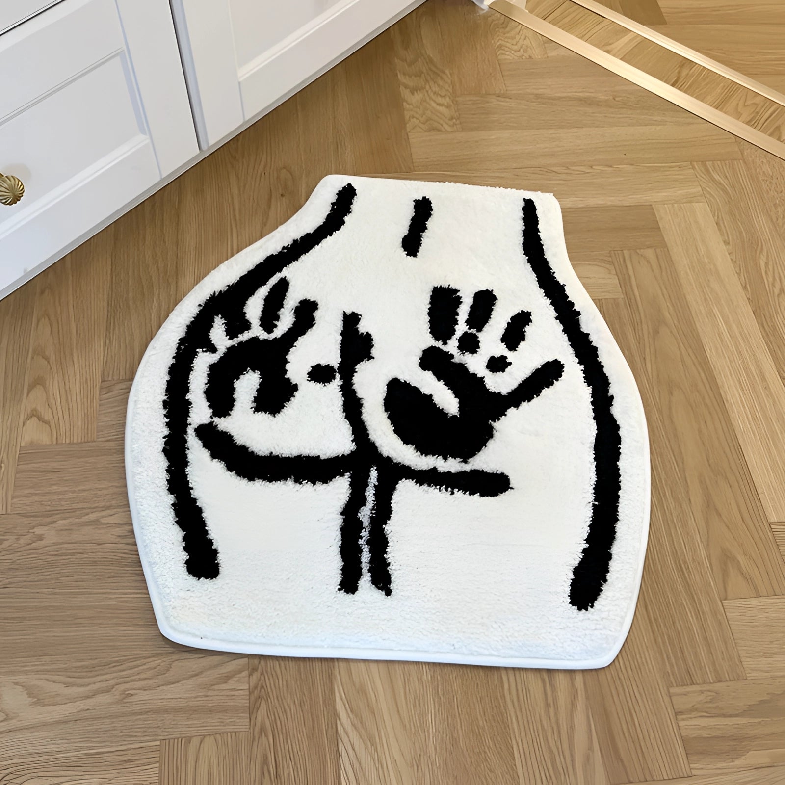 Bear paw print rug featuring a wildlife-inspired animal footprint design on a rectangular white background, showcasing creative art and pattern elements.