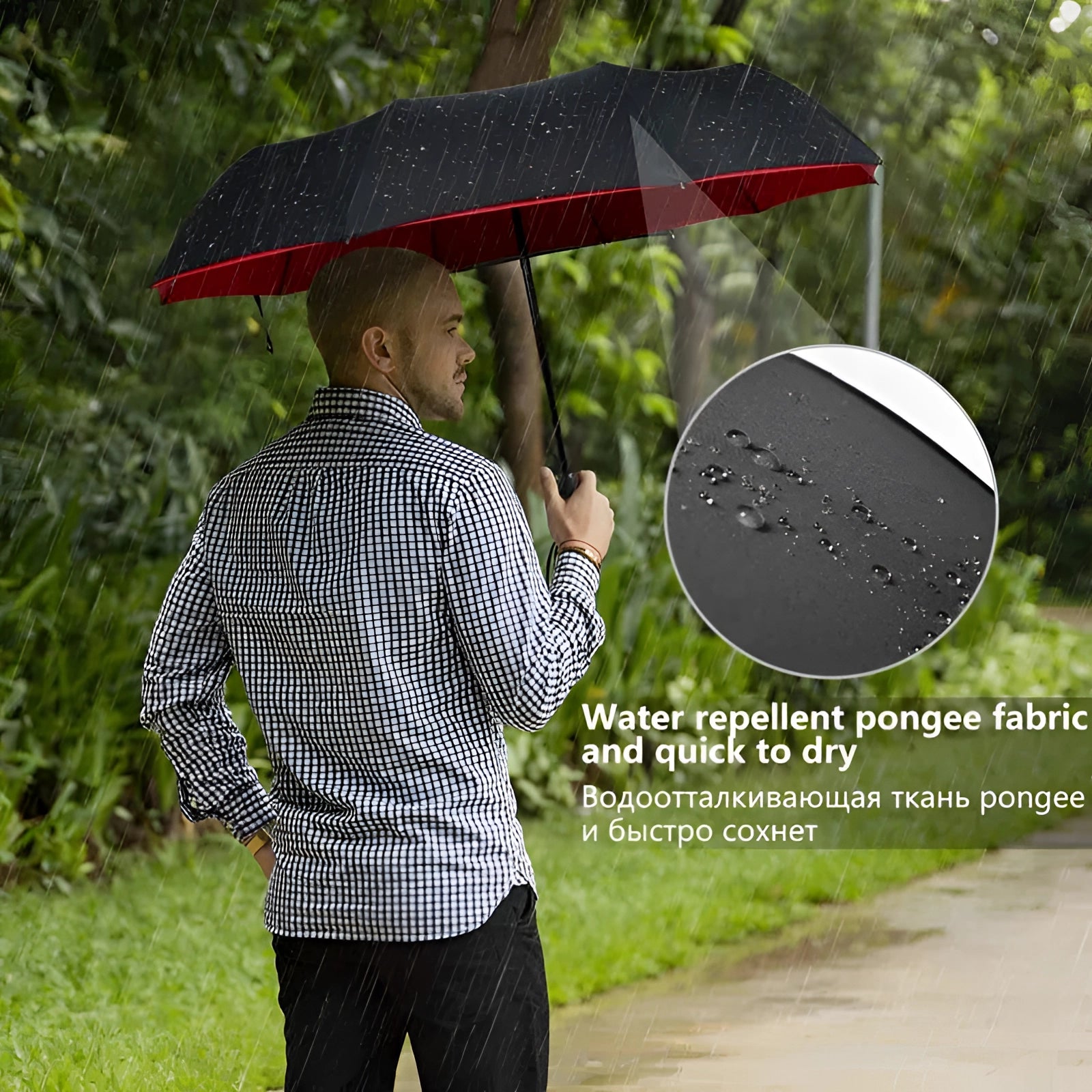 Black AutoShield: Windproof Compact Folding Travel Umbrella