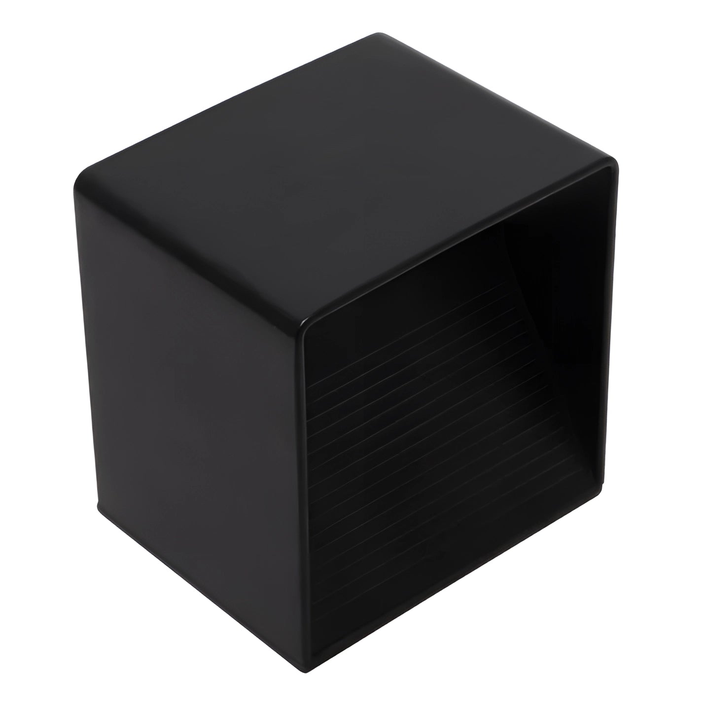 Matte black rectangular cube organizer with a minimalist design, suitable for modern storage and office use.