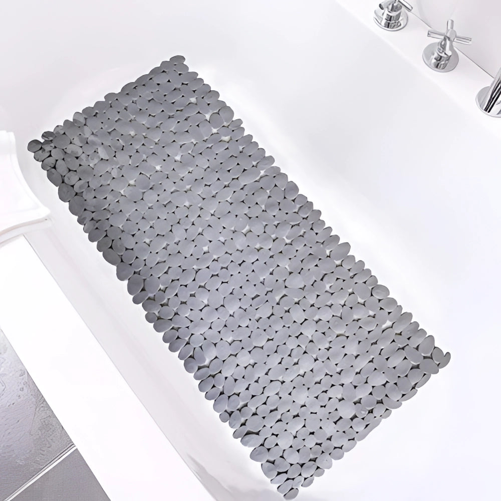 Black Pebble Non-Slip Bath Mat - Ergonomic, Luxury, Anti-Bacterial