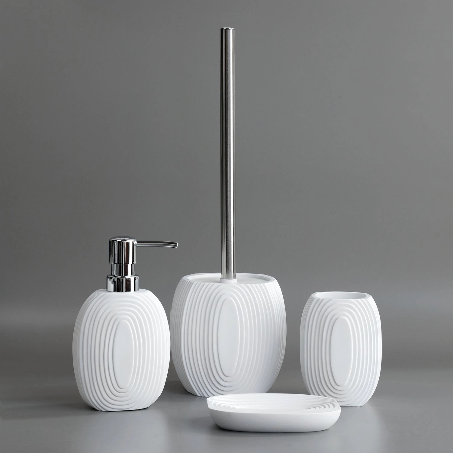 Black Ribbed Bathroom Set - Modern Minimalist Accessories