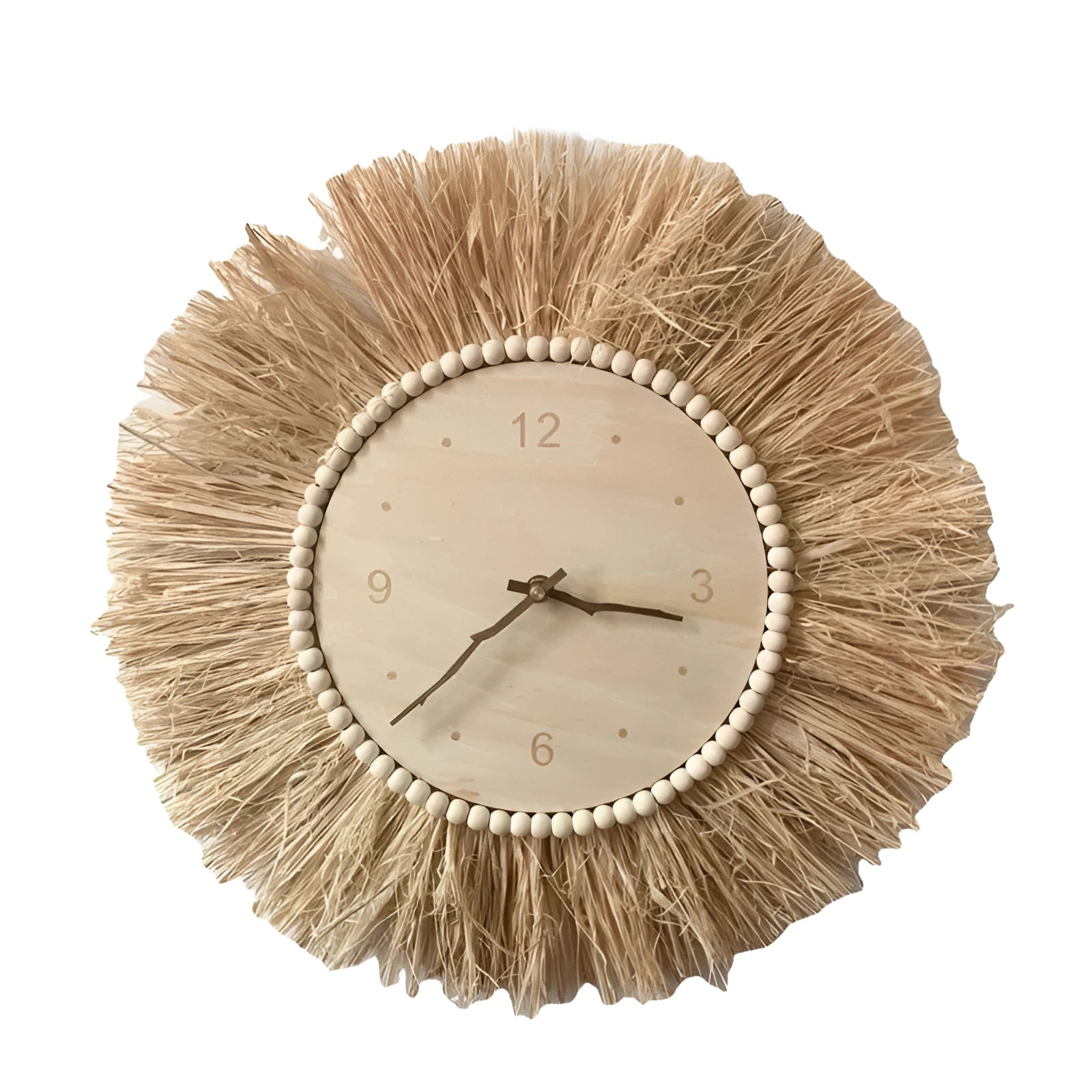 Handcrafted Boho tassel wall clock with a circular design, featuring fringe details and metal accents, ideal for adding a stylish touch to interior decor.