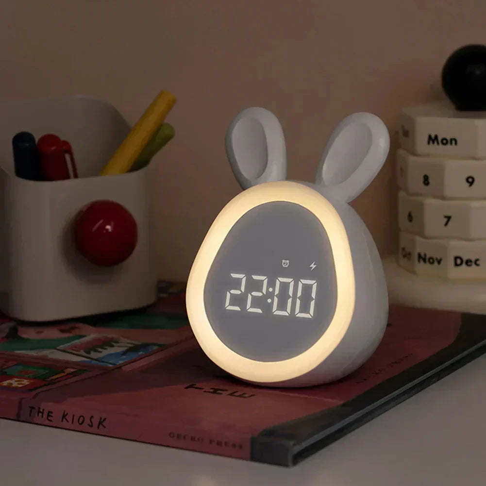 SnuggleBunny LED Night Light & Clock - USB Rechargeable for Kids