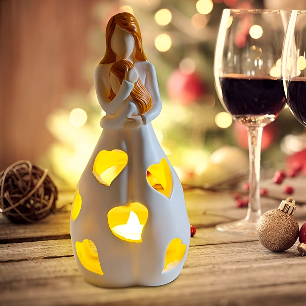 Ceramic Love Lamp featuring a heart pattern design, providing a romantic night light ambiance for couples; the lamp is shaped like a decorative ornament.