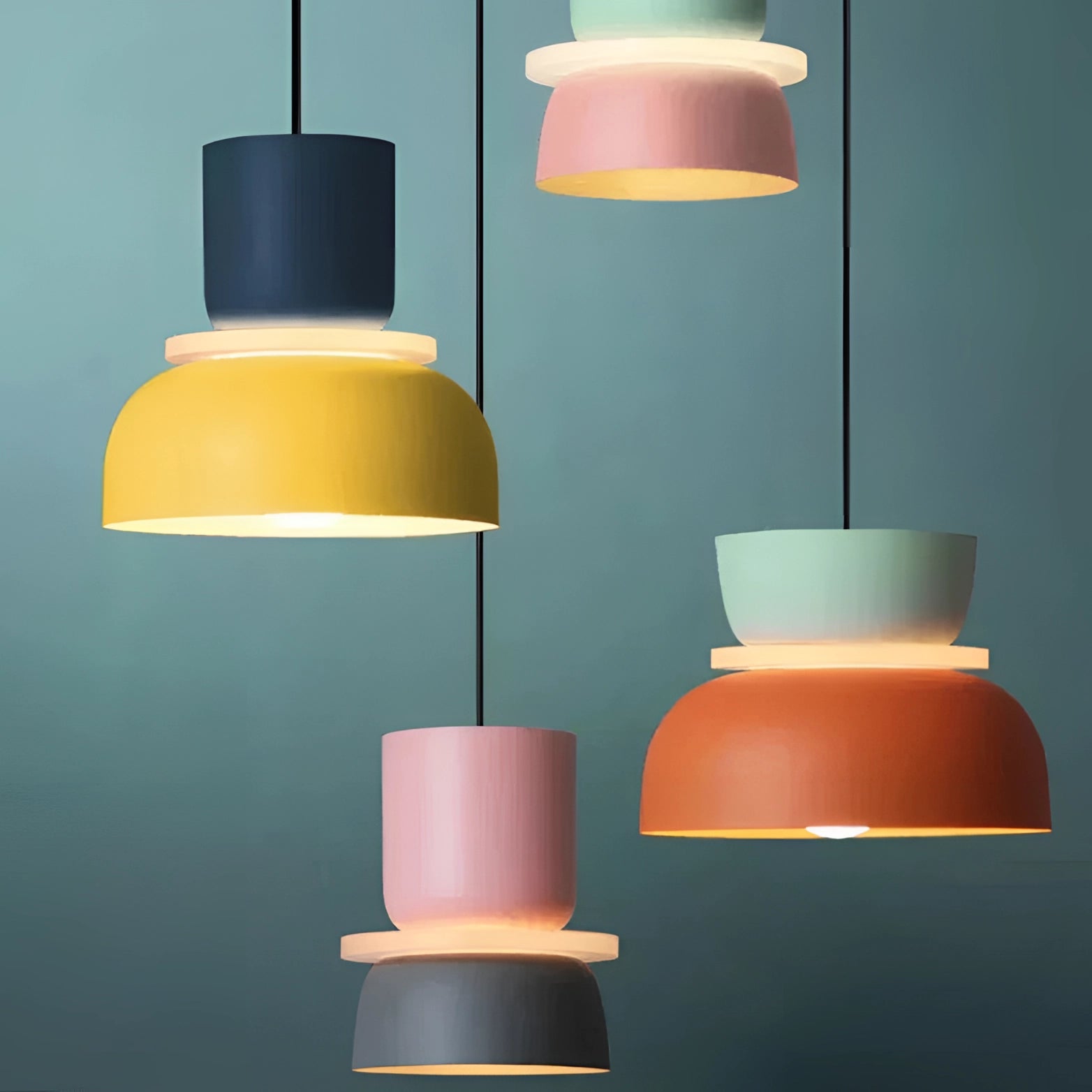 Colorful Scandinavian Pendant Lights - Modern Adjustable Ceiling Lamps