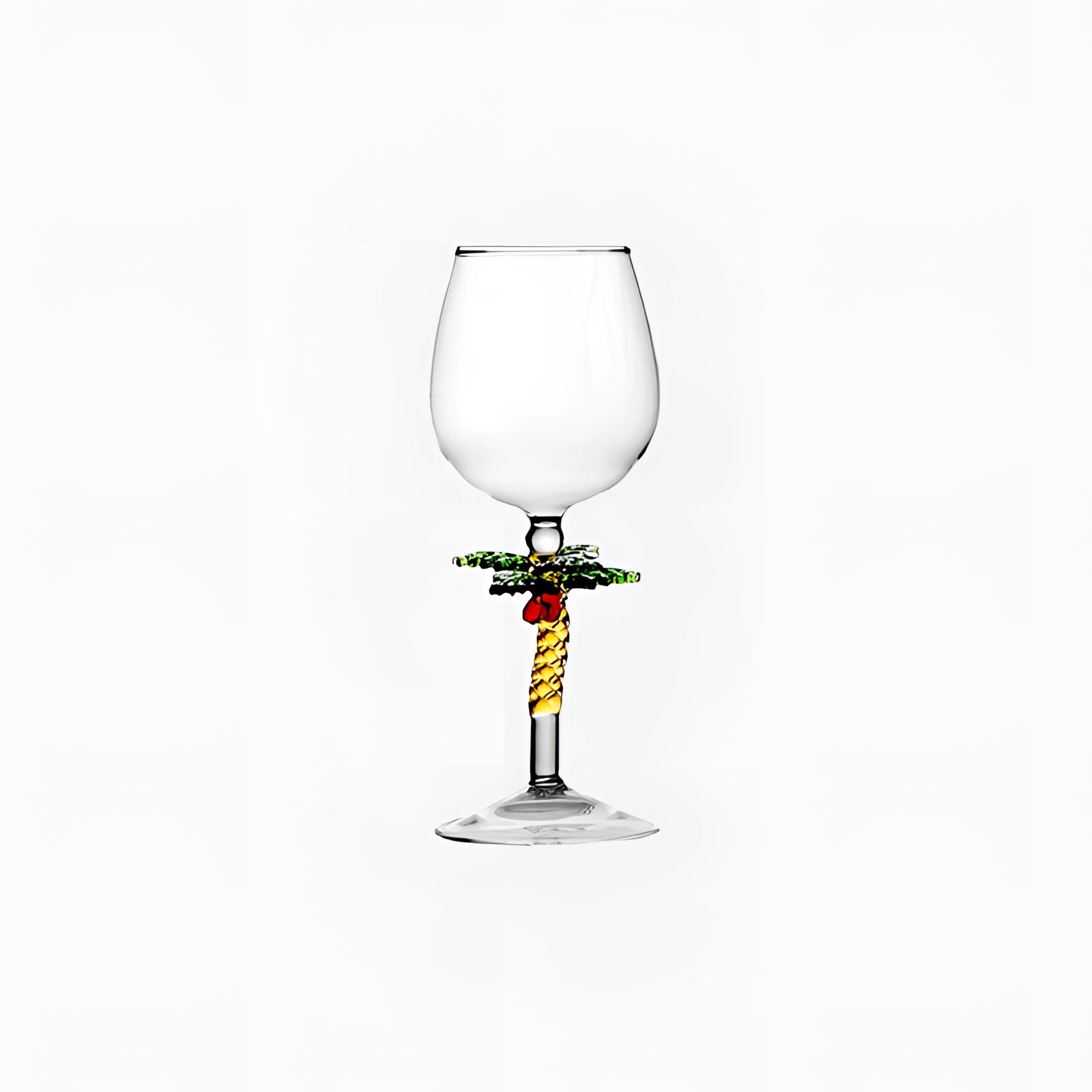 Decorative artistic handcrafted vineyard wine glasses set, pineapple design, 2 piece set, elegant stemware on a table.