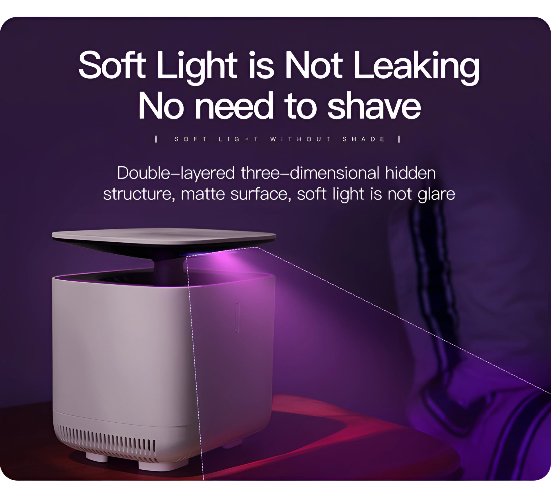 A sleek, futuristic compact multimedia projector with a modern, portable stand, featuring a purple and magenta color scheme with a rectangular design.