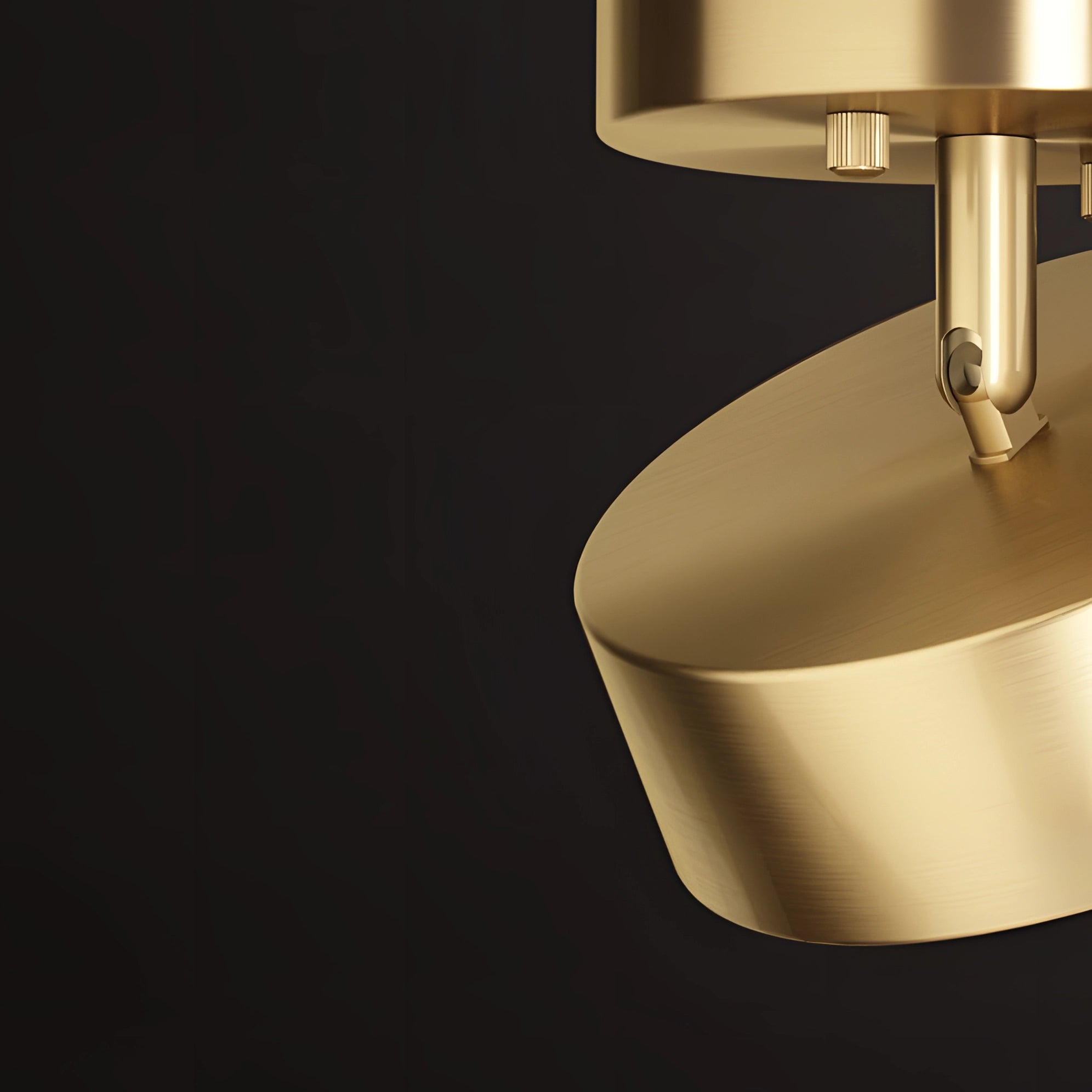 Modern minimalist circular gold LED flush mount ceiling light with a metal finish and sleek design, mounted on a white ceiling.