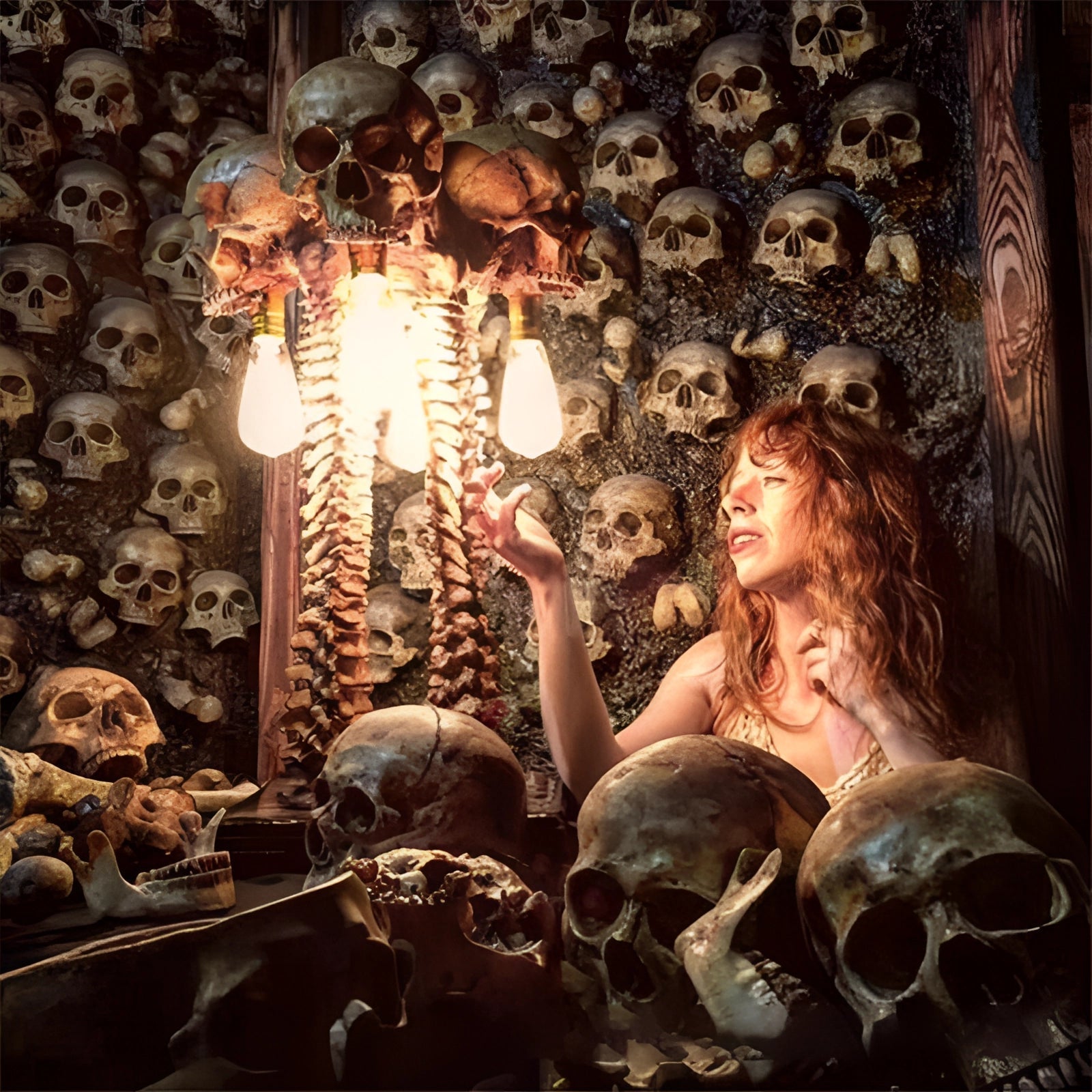 Eerie Glow Skull and Spine Lamp for Chilling Decor