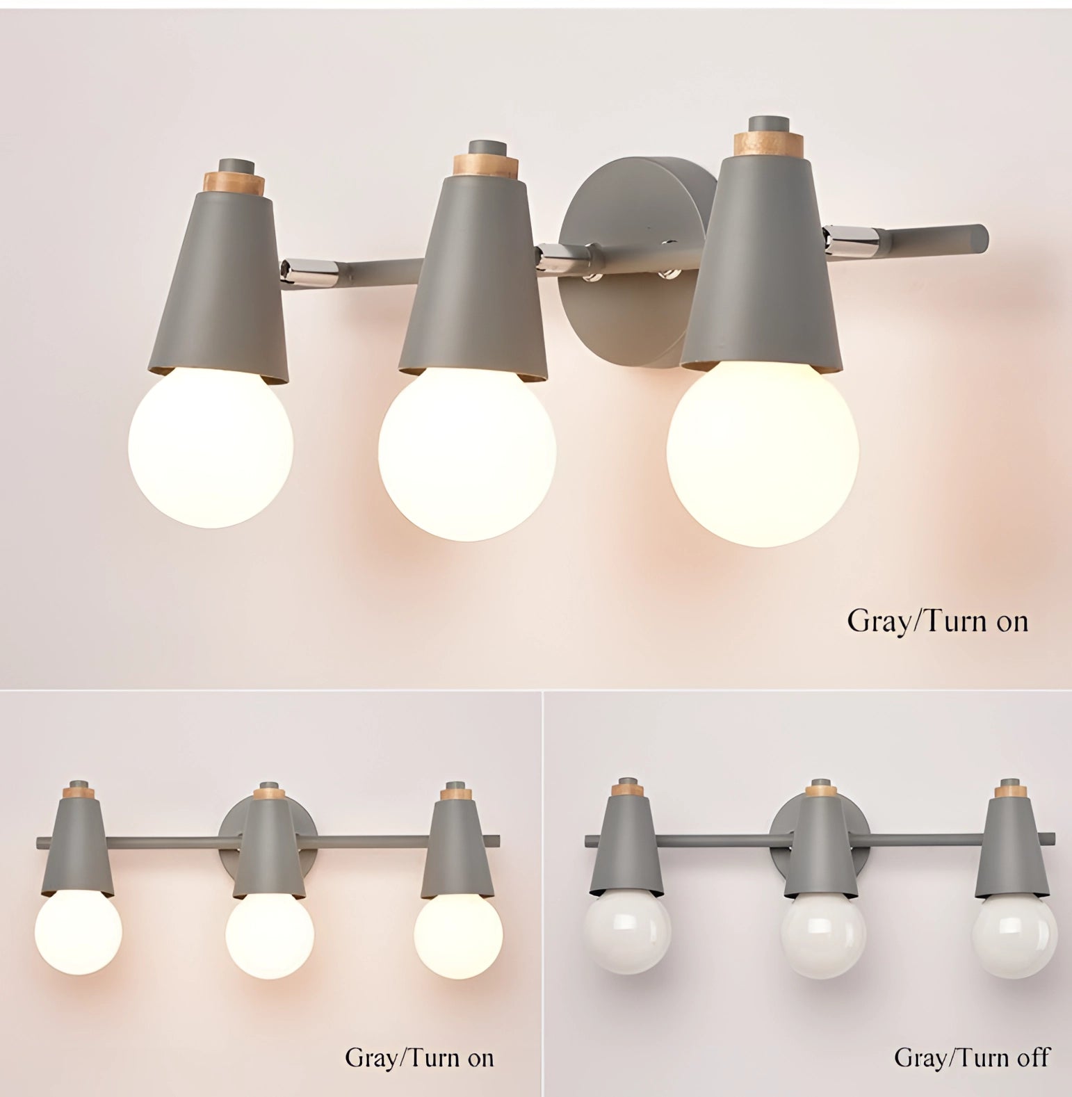 Modern green triple pendant light fixture in Scandinavian design, energy-efficient with white and wood elements, hanging from the ceiling.