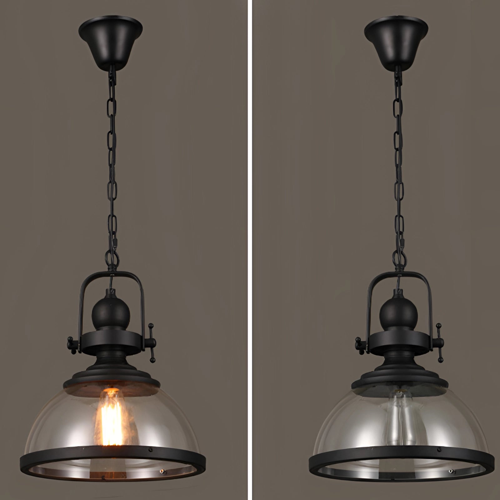 Industrial pendant lights with a rustic design featuring Edison bulbs; the chandelier has a black and white color scheme, showcasing an elegant blend of modern and vintage styles ideal for enhancing décor in various settings.