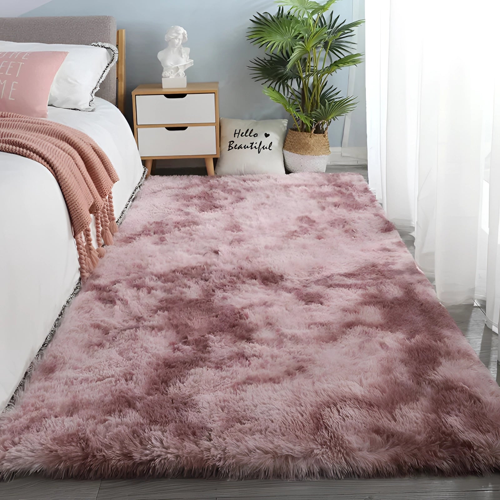Luxury Plush Shaggy Rug, Soft Grey, Modern Living Room Decor