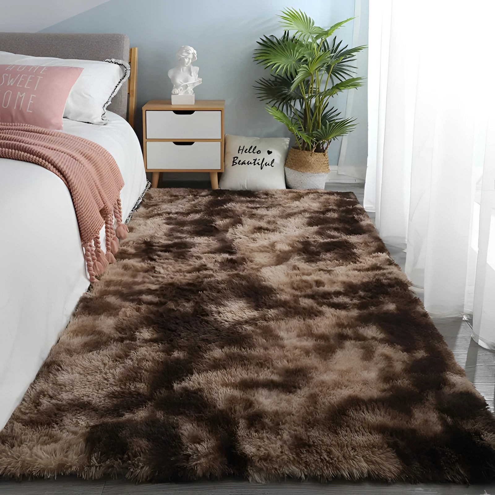 Luxury Plush Shaggy Rug, Soft Grey, Modern Living Room Decor