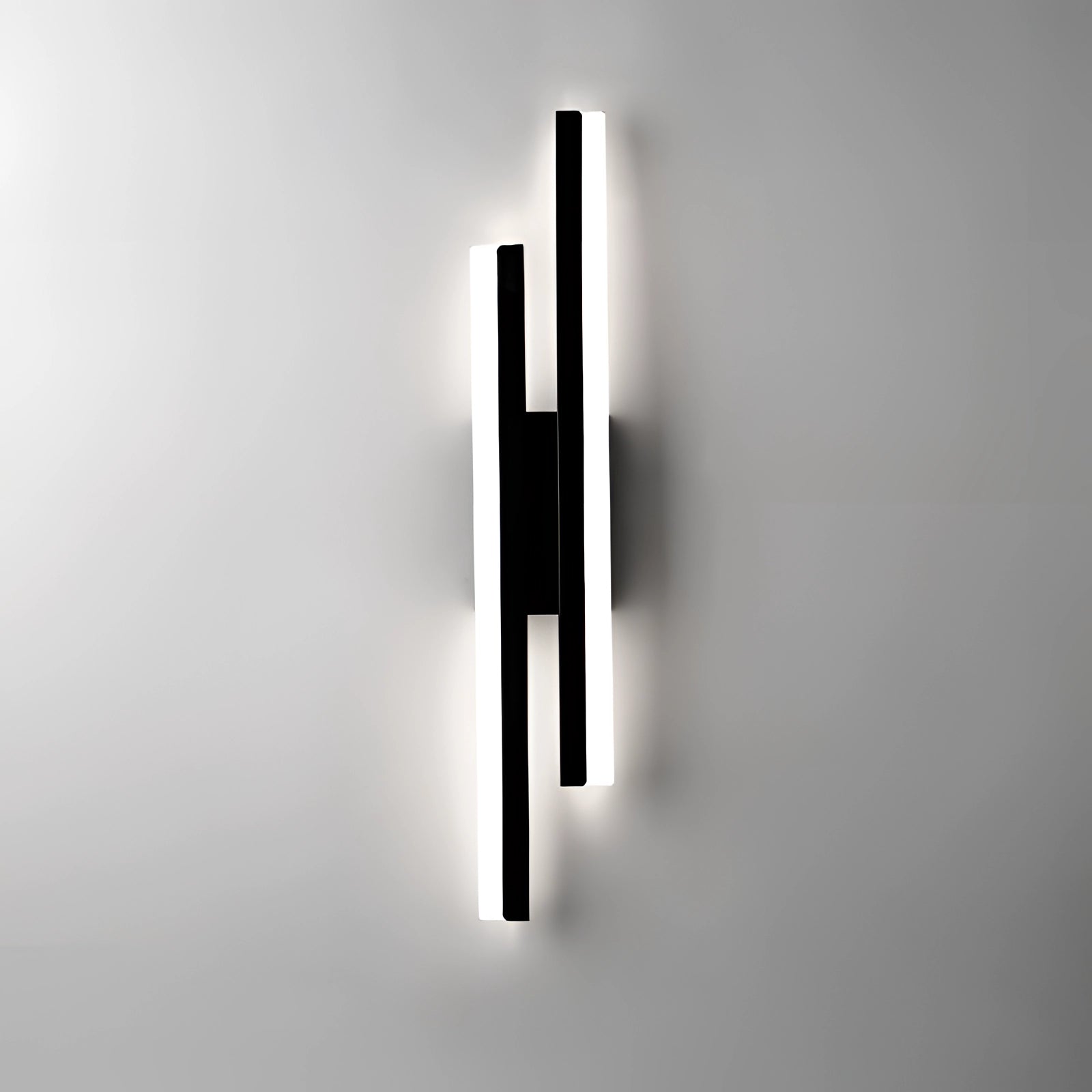 Minimalist black and white vertical line art print featuring abstract geometric shapes, including rectangles, circles, and cylinders, designed for modern home decor.